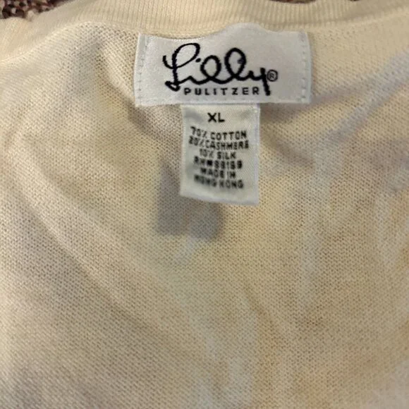 Lilly Pulitzer Cashmere Cotton Silk Blend Cardigan Sweater - Color: Coconut - Picture 6 of 7